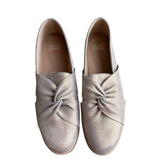 Eileen Fisher - Enna Twisted Metallic Leather Loafers Women’s Sz 10 - Picture 2 of 10